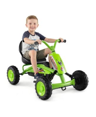 Pedal-Powered 4-Wheel Metal Go Kart with Adjustable Seat, Up to 66 lbs, Ages 3+