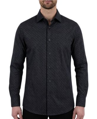 Men's Motif Print Stretch Long-Sleeve Sport Shirt