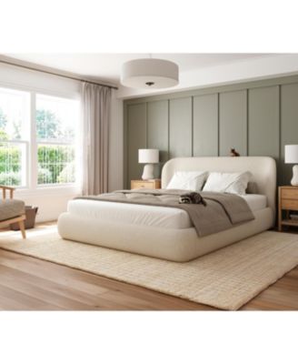 Chelsea Modern Upholstered Platform Bed with Extra-Wide Curved Headboard