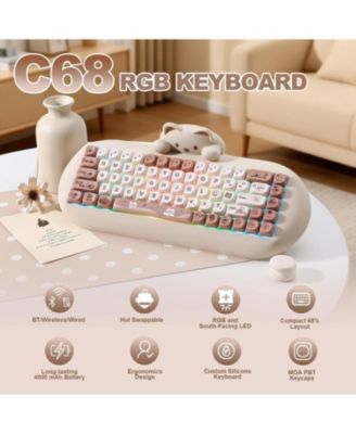 C68 Milk Linear Wireless Mechanical Hot-Swappable Keyboard for Windows