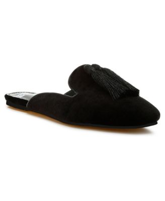 Cardinal Tassel Detail Velvet Mules