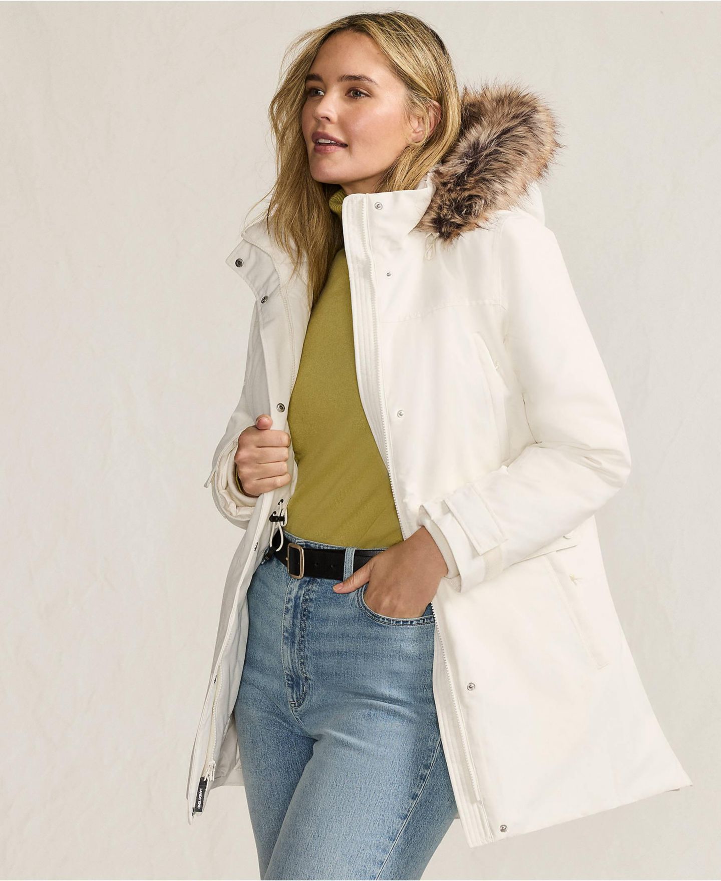 Женская куртка Lands' End Plus Size Expedition Down Waterproof Winter, цвет: Слоновая кость — фото 3