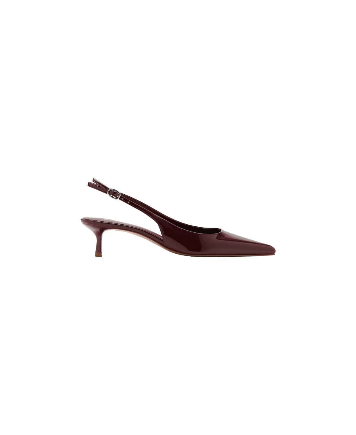Mango Women's Kitten-Heel Patent Leather Shoes - Burgundy