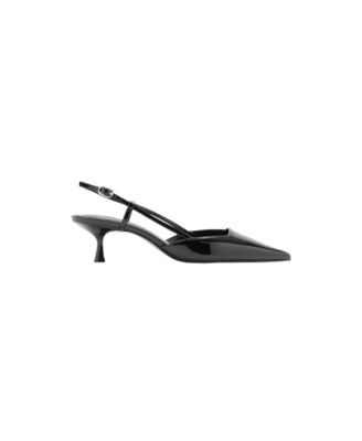 Women's Slingback Kitten Heel Pointed-Toe Faux Leather Pumps