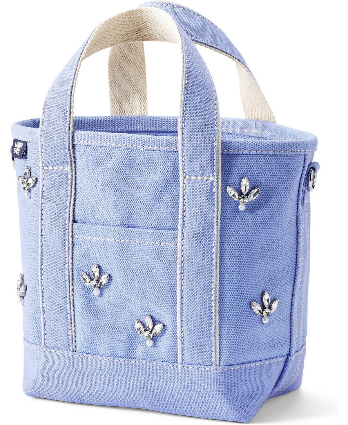 Lands' End Small Applique Open Top Canvas Tote - Clear blue sky