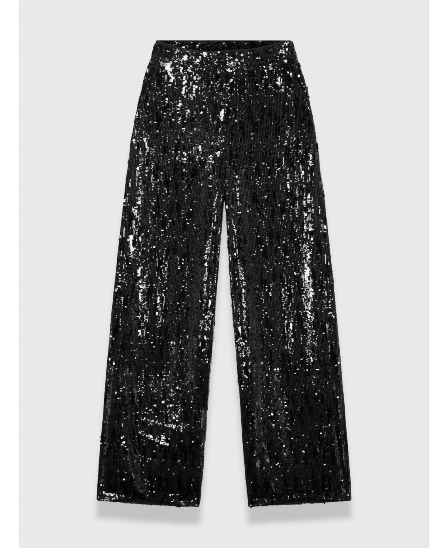 Женские брюки The Fold Arezzo Sequin High-Waisted Wide-Leg, цвет: Чёрный — фото 7
