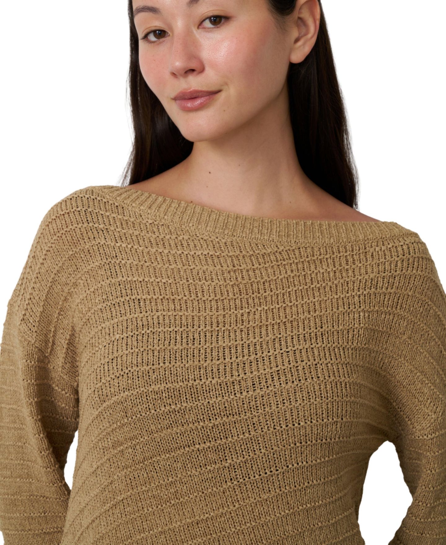 Женский свитер Cable & Gauge Boat Neck Asymmetrical Hem Long-Sleeve, цвет: Cornstalk — фото 6