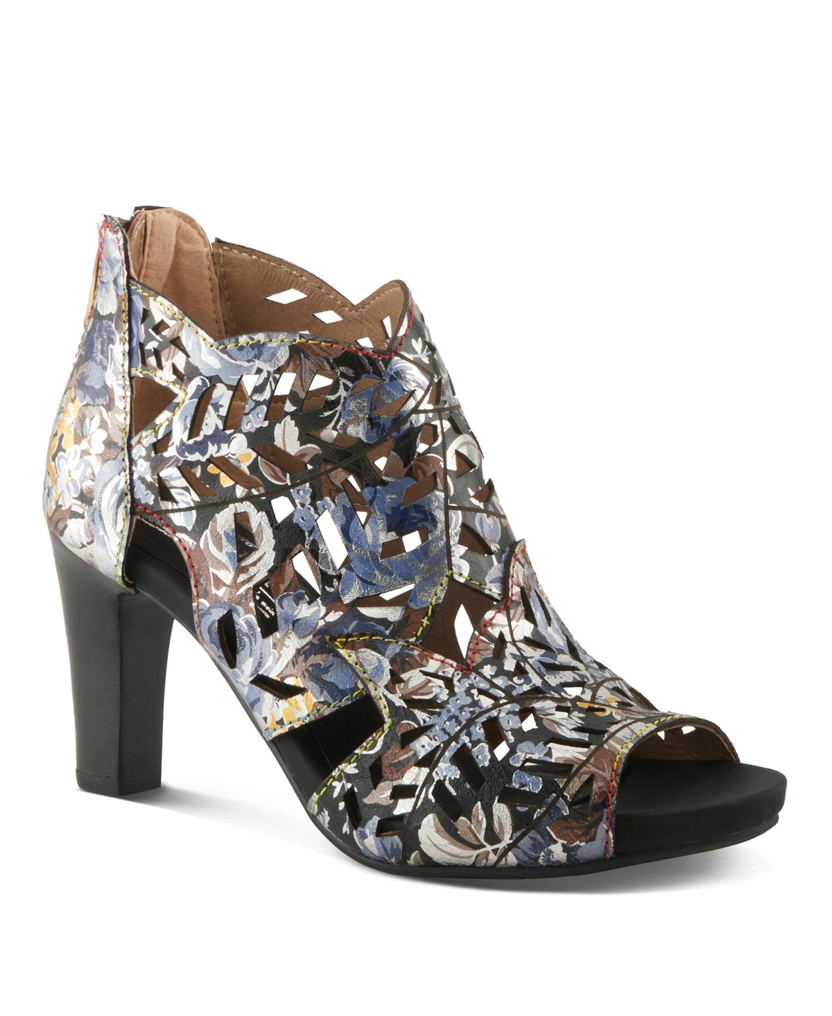 L'Artiste Women's Spring Step Amora Cage Bootie with Side Zipper - Black multi