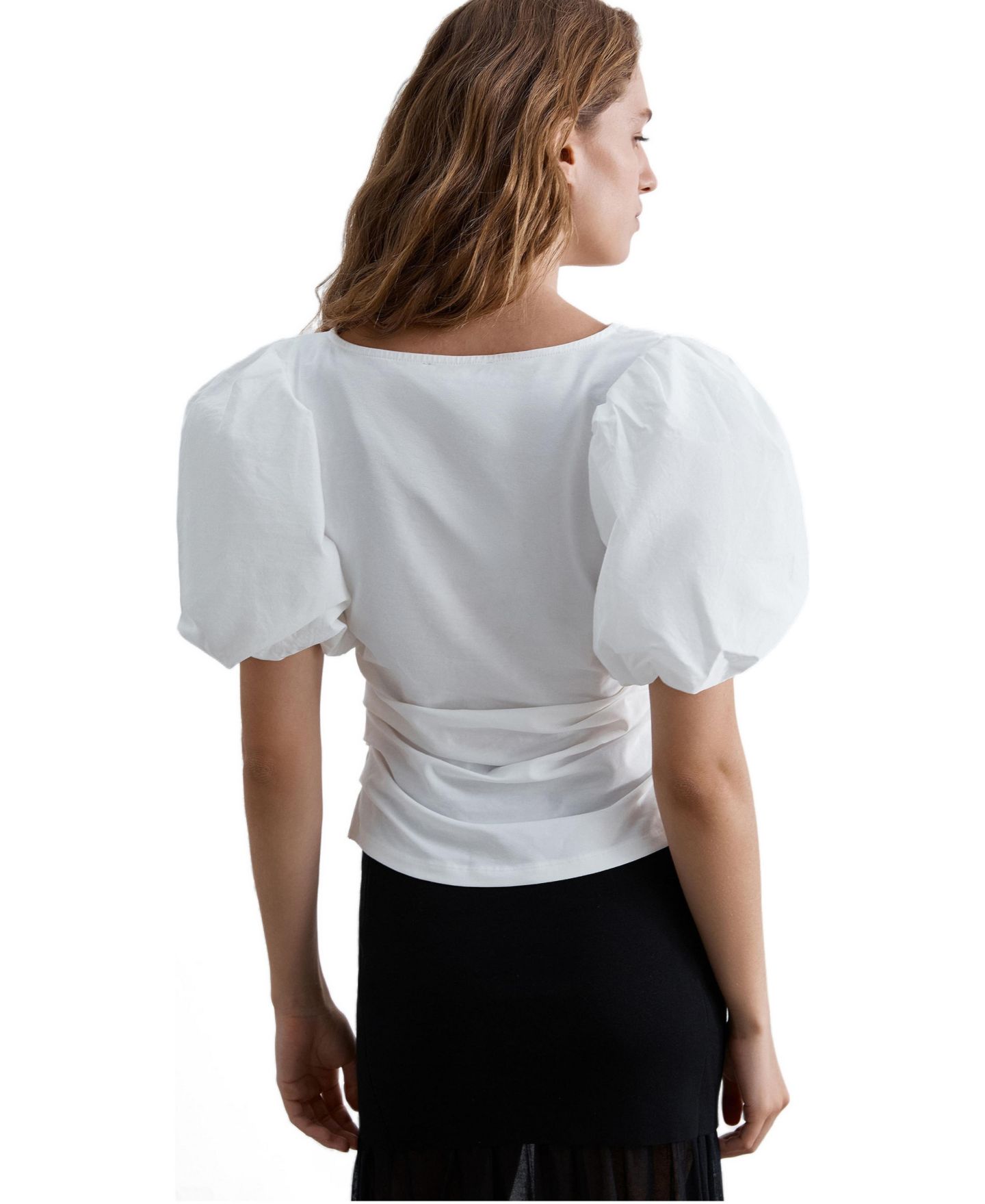 Женская блузка Scalpers Puff-Sleeve Boat Neck Ruched, цвет: Белый — фото 2