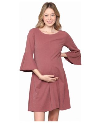 Maternity Lurex Bell Sleeve A-Line Knee-Length Dress