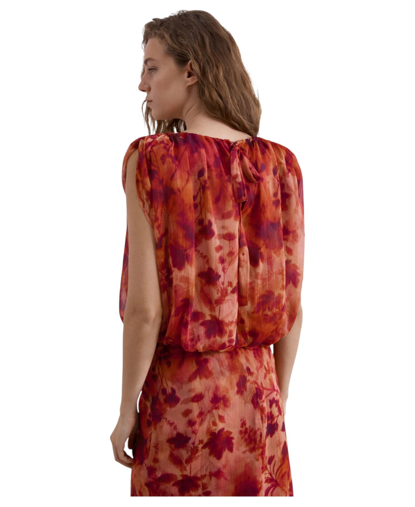 Женская блузка Scalpers Floral Sleeveless Crop, цвет: Красный — фото 3