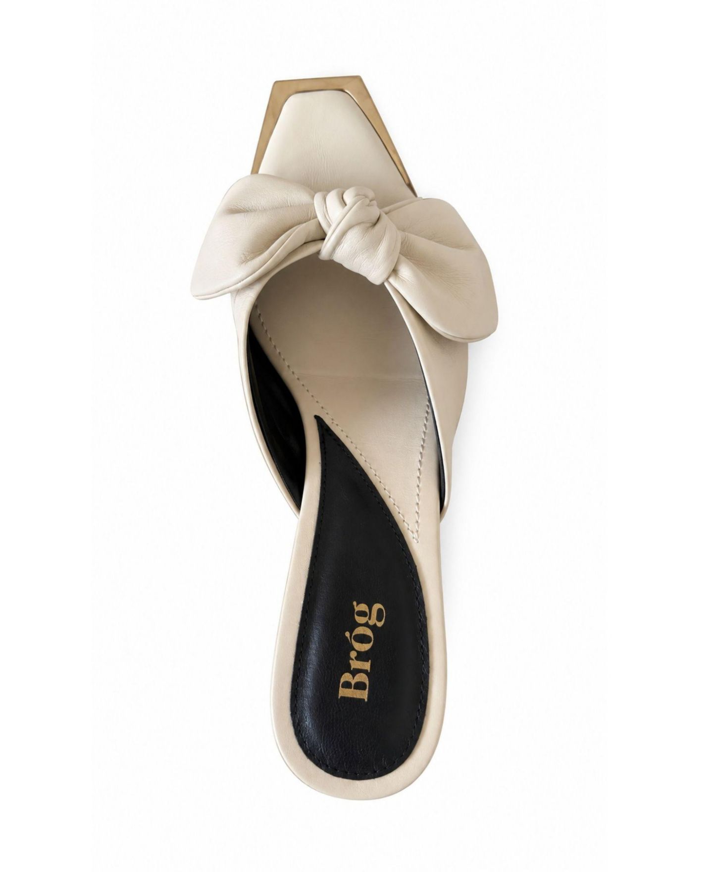 Женские сабо Bróg Brida Kitten-Heel Square-Toe, цвет: Латте кремовый — фото 4