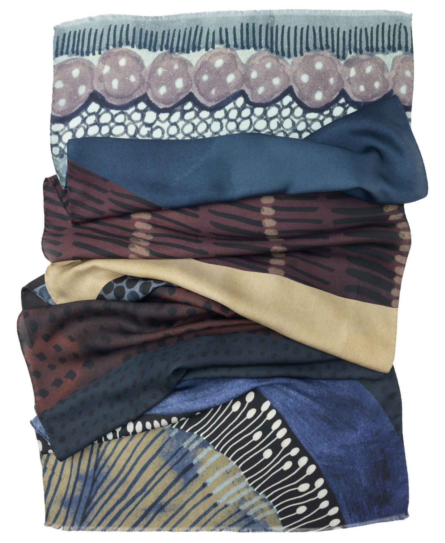 Женский шарф Elizabetta Elisa Abstract-Floral Silk-Twill, цвет: Синий — фото 2