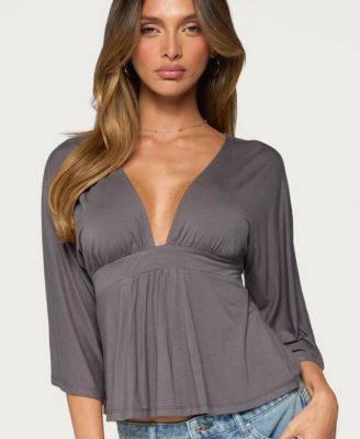 Women's Kleoh V-Neck 3/4-Sleeve Babydoll Top