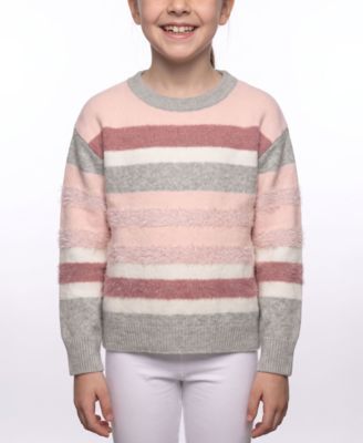 Girls' 7-16 Long-Sleeve Striped Crewneck Sweater