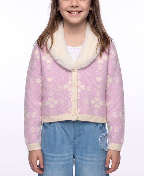 Кардиган CeCe Front Buttoned для девочек, цвет: Розовый