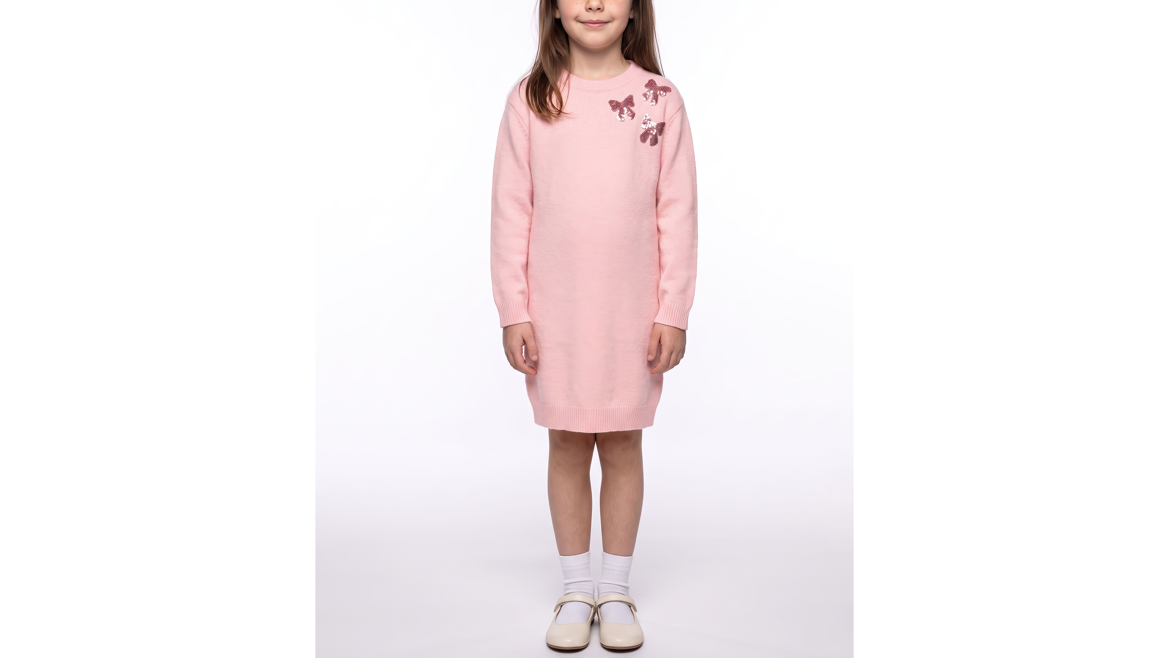 CeCe Girls' 4-16 Sequin Long Sleeve Crewneck Dress