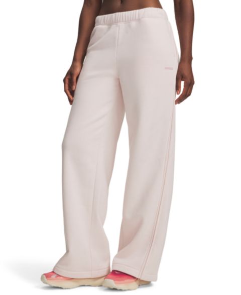 Женские брюки Under Armour Icon Sama Fleece Wide-Leg, цвет: Розовый