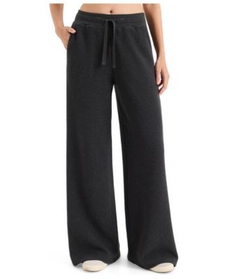 Women's Luxe Organic Cotton-Blend Waffle-Knit Mid-Rise Wide-Leg Pants