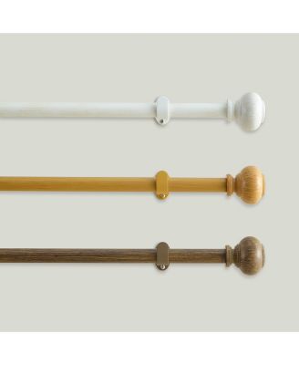 Rhinebeck 1-Inch Adjustable Decorative Single Curtain Rod with Faux Wood Ball Finials