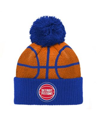Preschool Blue Detroit Pistons Basketball Head Cuffed Knit with pom Hat