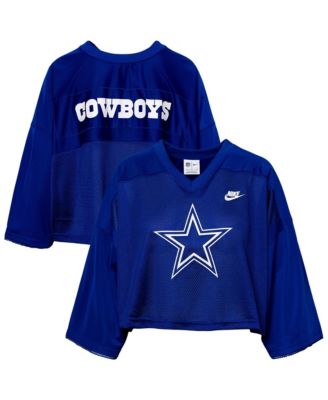 Women's Royal Dallas Cowboys Rewind Cropped Mesh Dri-FIT Fashion Jersey