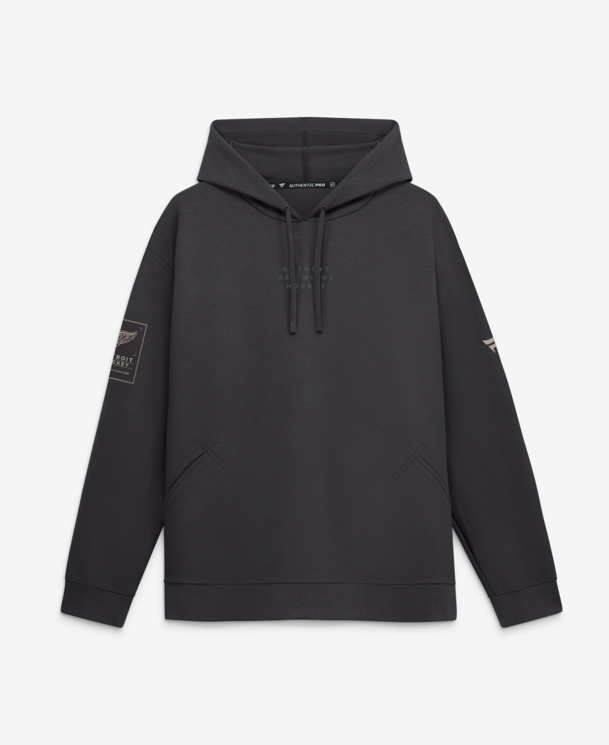 Fanatics Men's Charcoal Detroit Red Wings Authentic Pro Road Hoodie - Charcoal, Black
