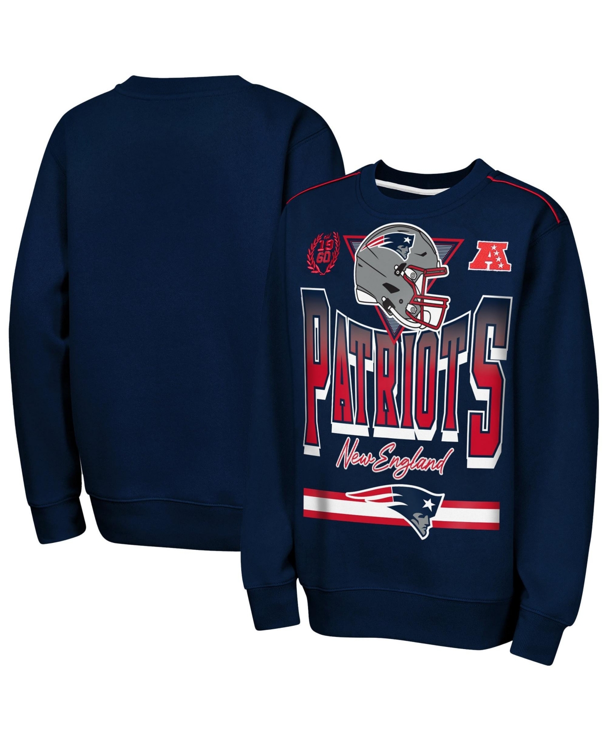 Outerstuff Big Boys' and Girls' Navy New England Patriots Run Fleece Sweatshirt - Navy