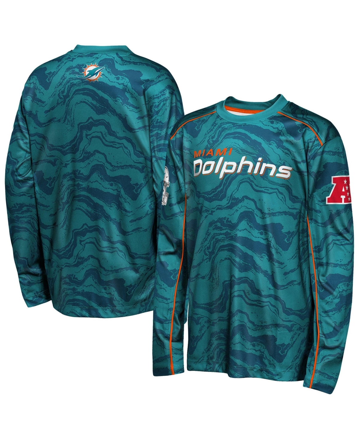 Outerstuff Big Boys' and Girls' Aqua Miami Dolphins Tailgate Performance Long-Sleeve T-Shirt - Aqua