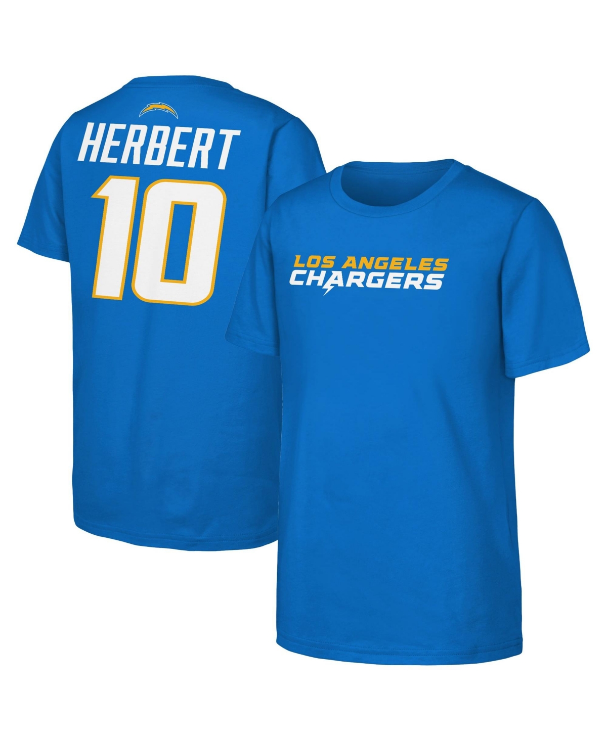 Outerstuff Big Boys' and Girls' Justin Herbert Powder Blue Los Angeles Chargers Name & Number T-Shirt - Powder Blue