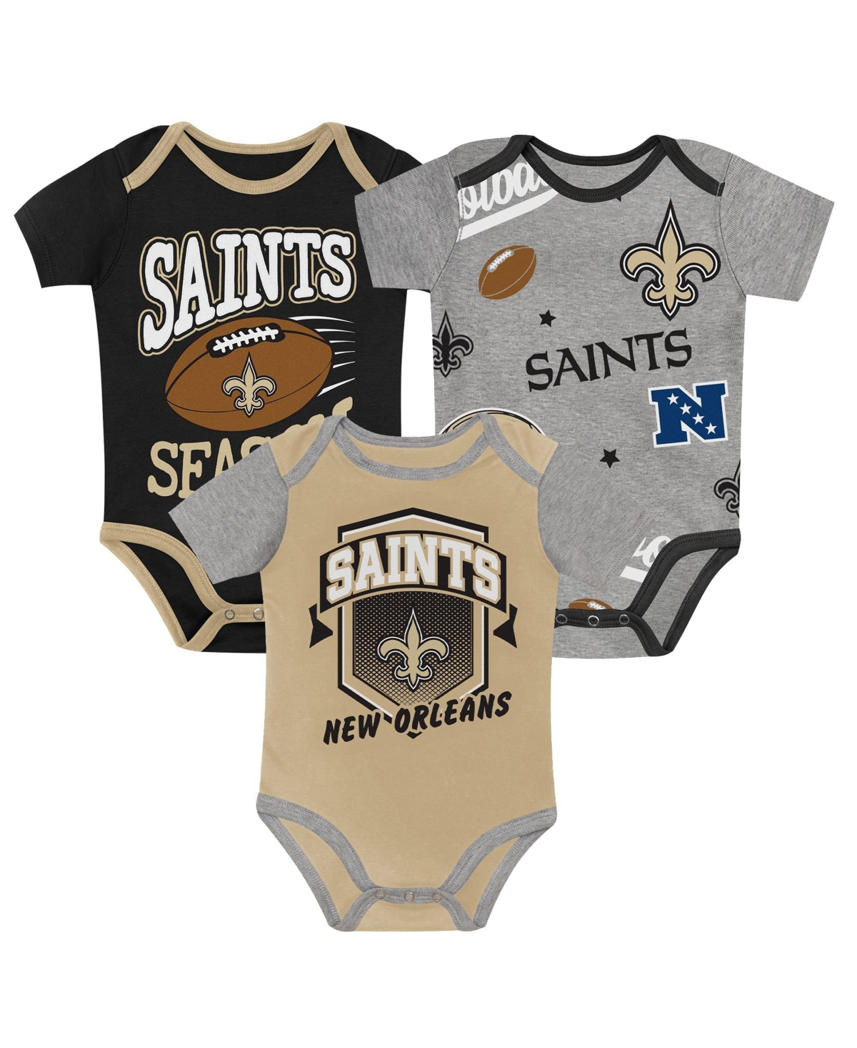 Outerstuff Baby Boys' and Girls' New Orleans Saints First Round Pick Bodysuit Set, 3-Piece - Black