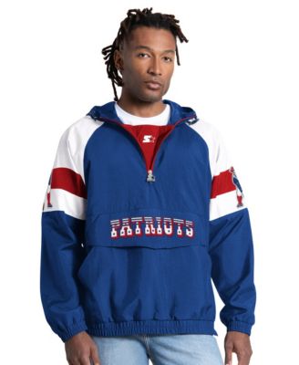 Men's Royal New England Patriots Street Cut Retro Logo Half-Zip Jacket