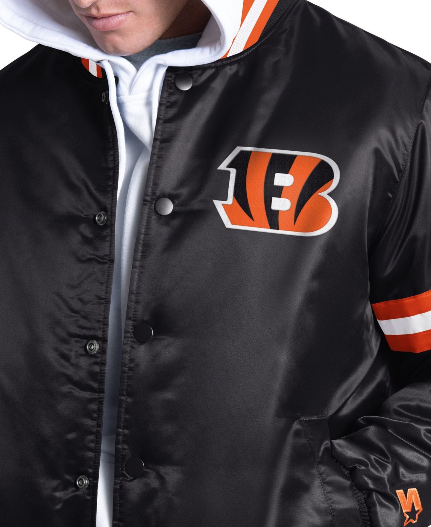 Мужская куртка Starter Black Cincinnati Bengals Courtside Varsity Full Snap — фото 3