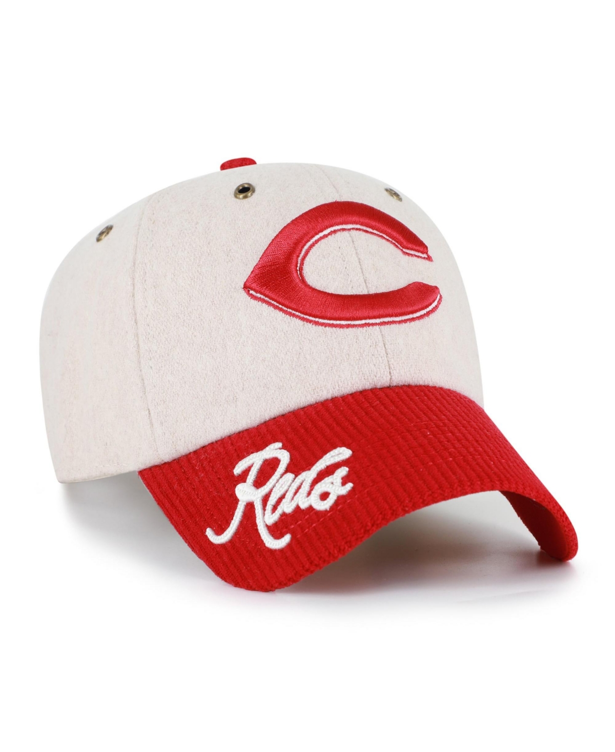 '47 Brand Men's Natural/Red Cincinnati Reds Rope Script Clean Up Adjustable Hat - Natural, Red