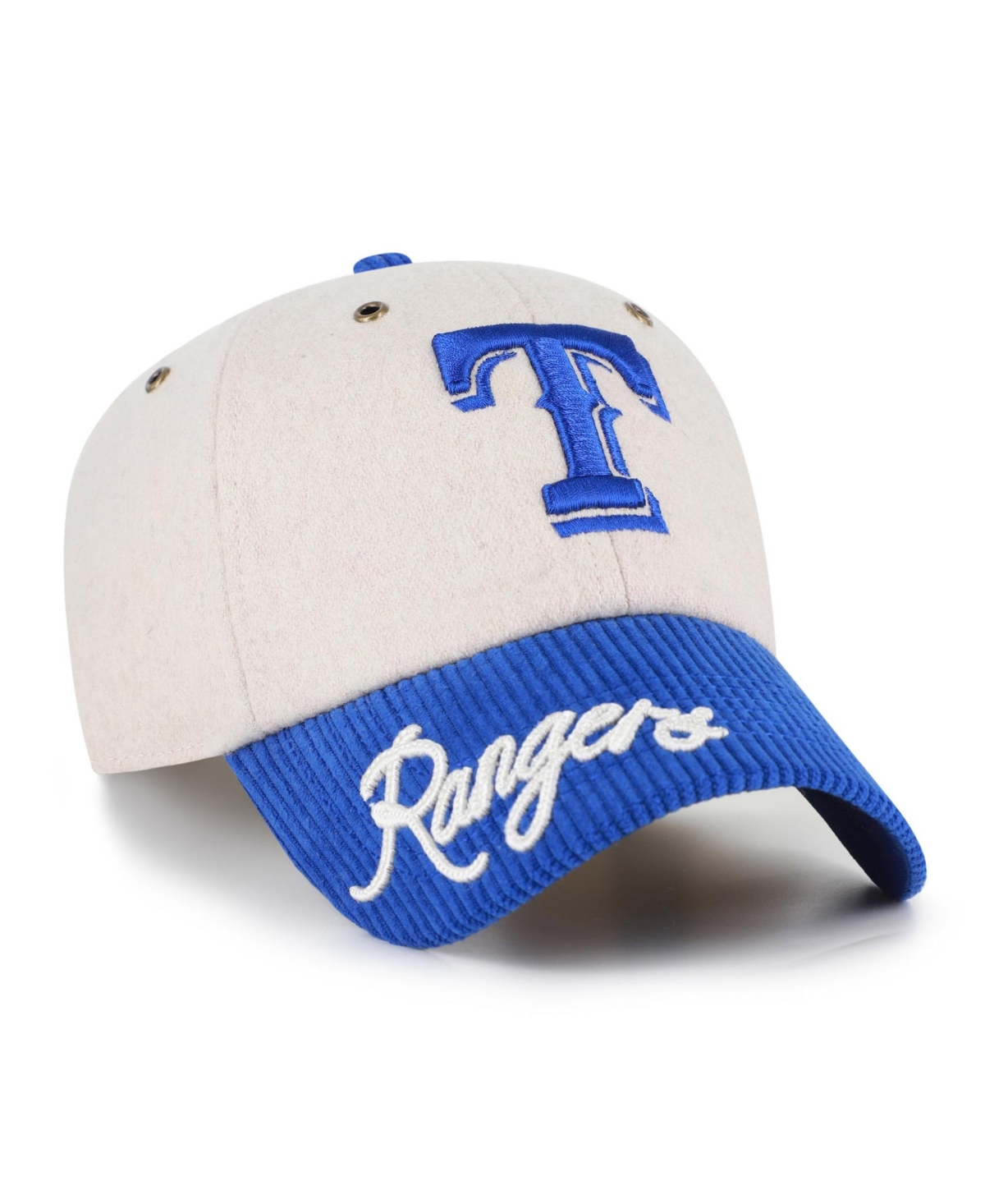'47 Brand Men's Natural/Royal Texas Rangers Rope Script Clean Up Adjustable Hat - Natural, Royal