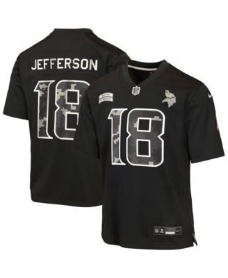 Big Boys' and Girls' Justin Jefferson Black Minnesota Vikings 2026 Salute to Service Game Jersey