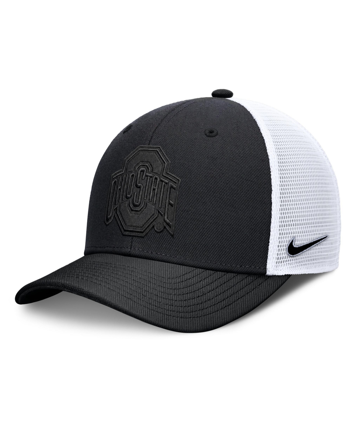 Nike Men's and Women's Black Ohio State Buckeyes Tonal Dri-fit Rise Trucker Adjustable Hat - Black, White