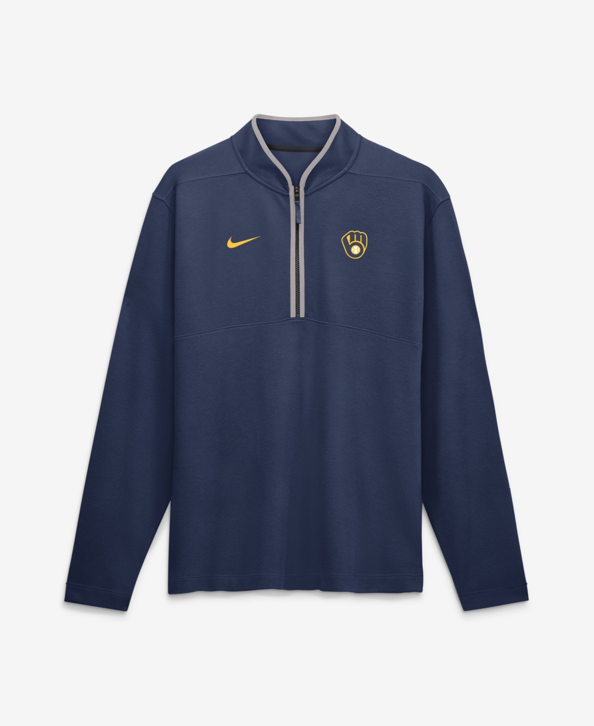 Nike Men's Navy Milwaukee Brewers Dri-fit Victory Half-Zip Pullover - Navy, Gray