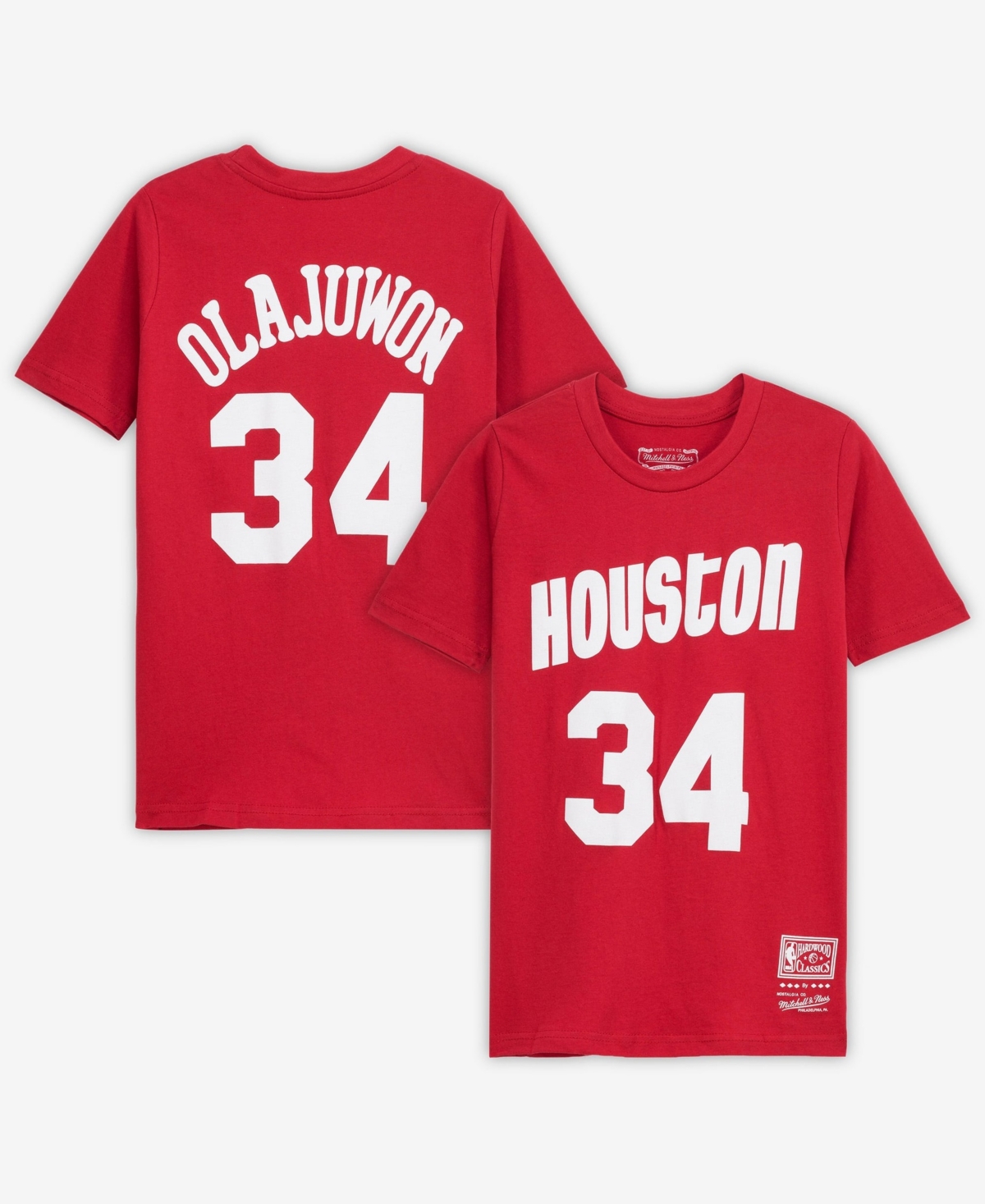 Mitchell & Ness Big Boys' and Girls' Hakeem Olajuwon Red Houston Rockets Hardwood Classics Name & Number T-Shirt - Red
