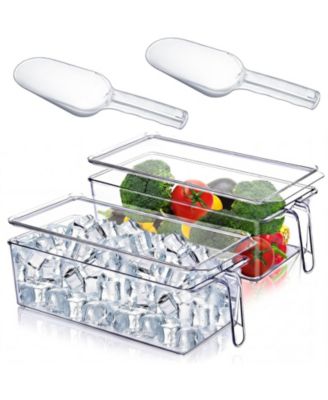 Lidded Plastic Ice Storage Bin With Scoop Stackable Multi Purpose Food Container
