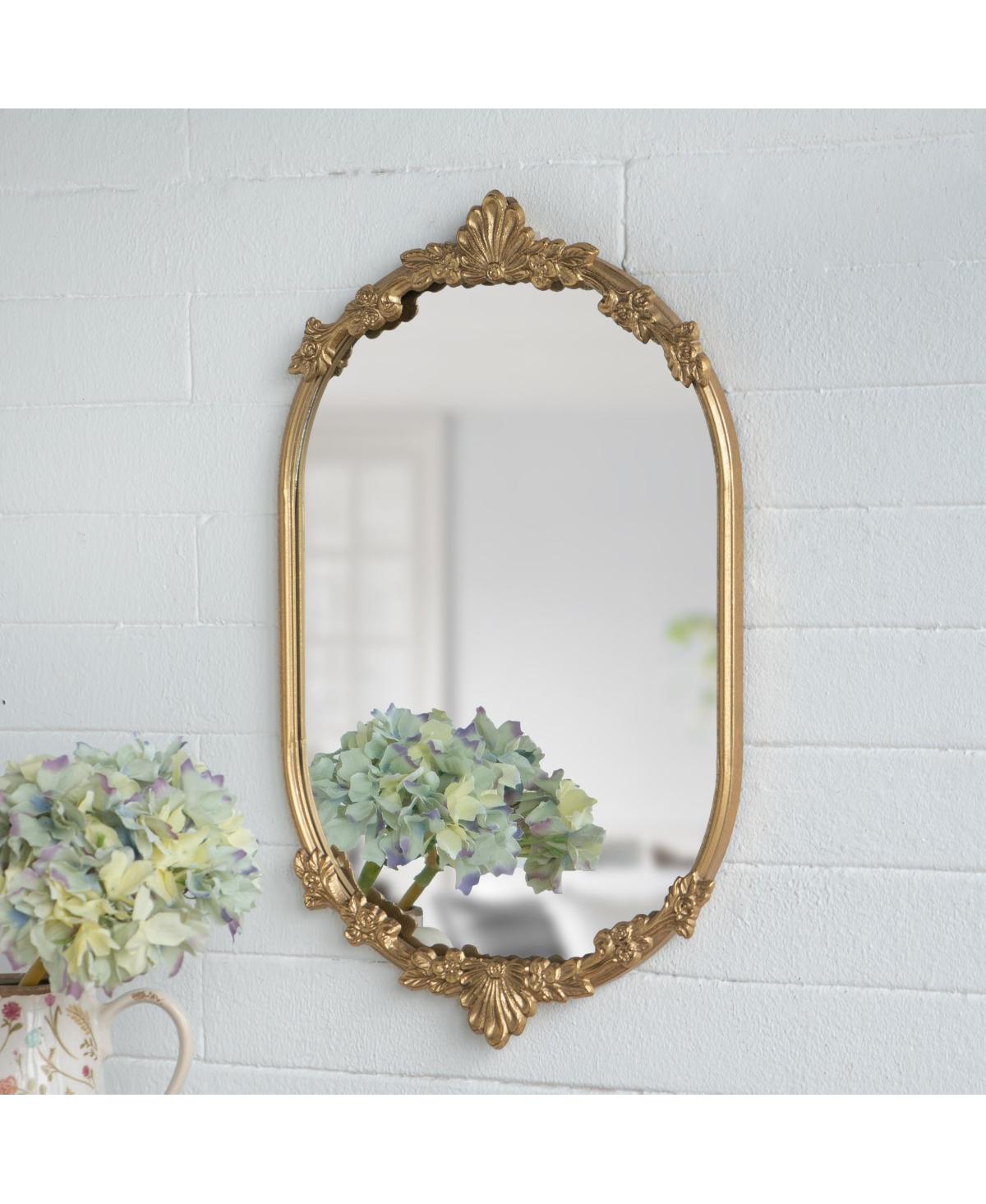 Laoties 23" x 14" Vintage Ornate Floral Decorative Accent Wall Mirror with Metal Frame - Gold
