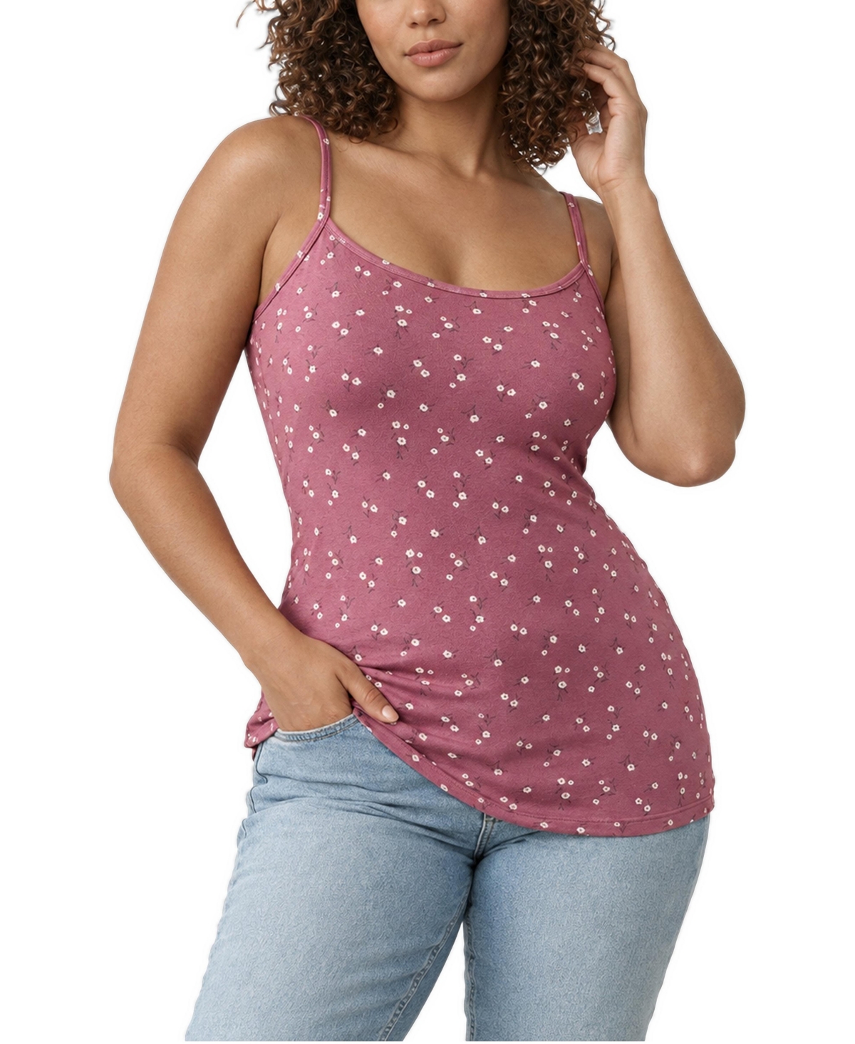 Torrid Plus Size Foxy Floral-Print Scoop Neck Camisole - Wheat grass floral mauve