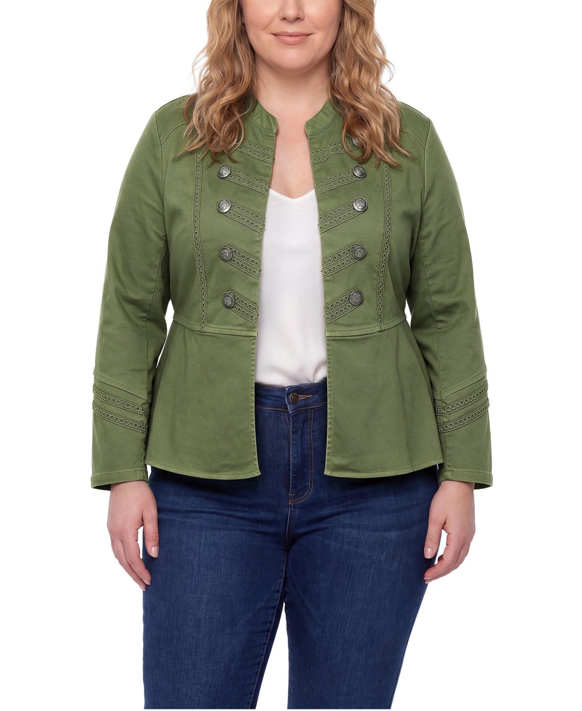 Torrid Plus Size Stretch Twill Military Jacket - Olivine