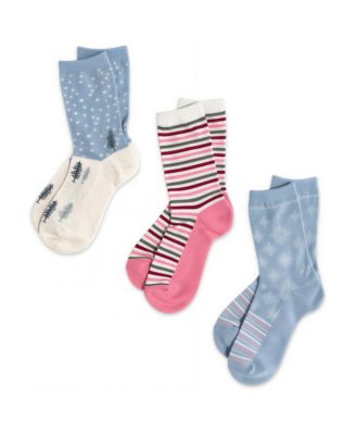 Women's Organic Cotton-Blend Holiday Crew Socks, 3-Pack