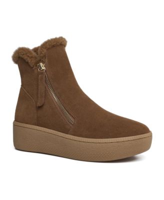 Double Suede Shearling-Trimmed Boots