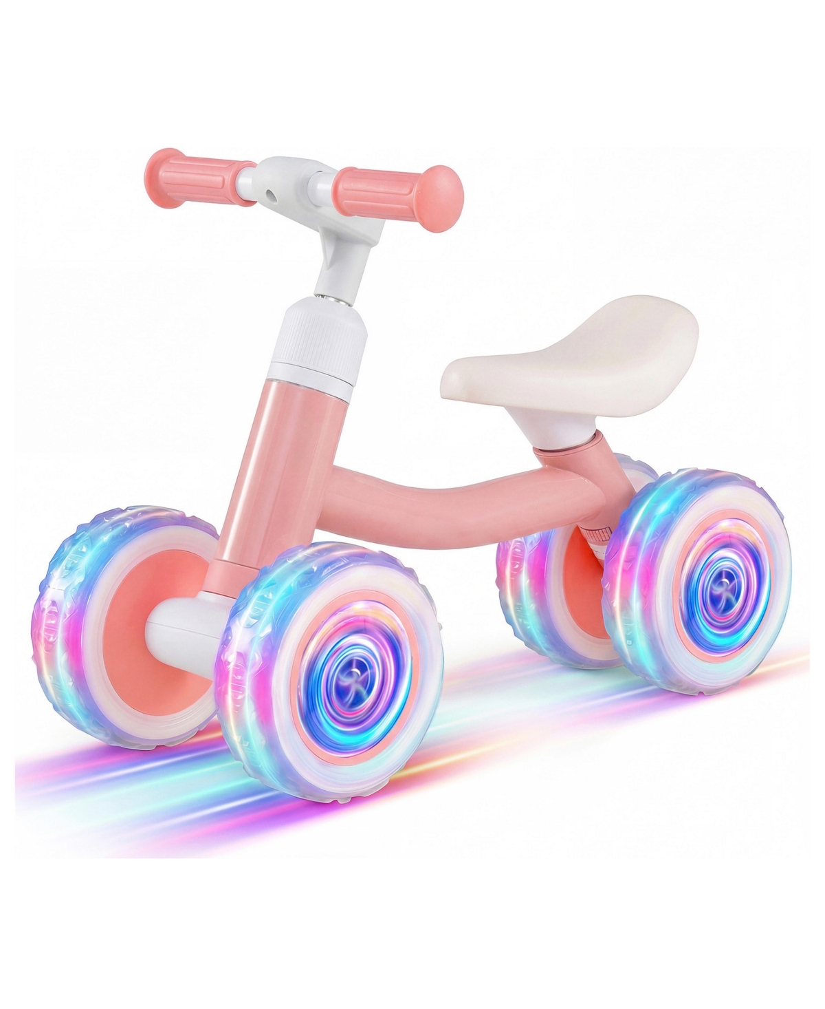 Mecale Light-Up Wheels Adjustable Seat Balance Bike, 55 lbs Capacity, Ages 12-36 Months - Pink