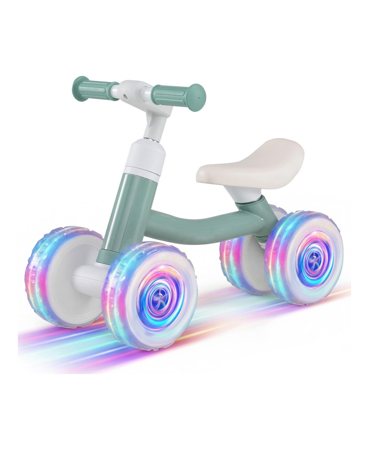 Mecale Light-Up Wheels Adjustable Seat Balance Bike, 55 lbs Capacity, Ages 12-36 Months - Green