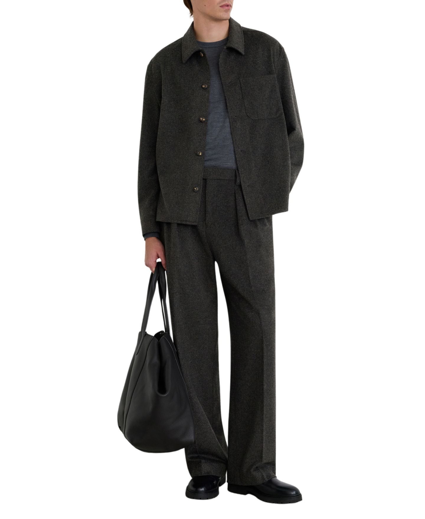 Мужская рубашка REISS Collin Wool-Blend Long-Sleeve Overshirt, цвет: Тёмно-синий — фото 8