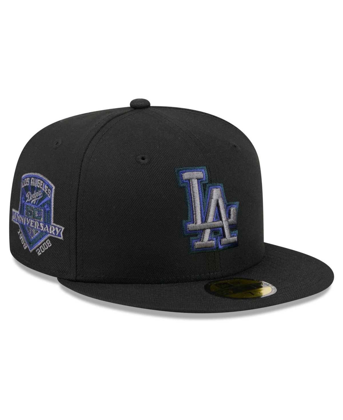 New Era Men's Black Los Angeles Dodgers Color Pop 59FIFTY Fitted Hat - Black