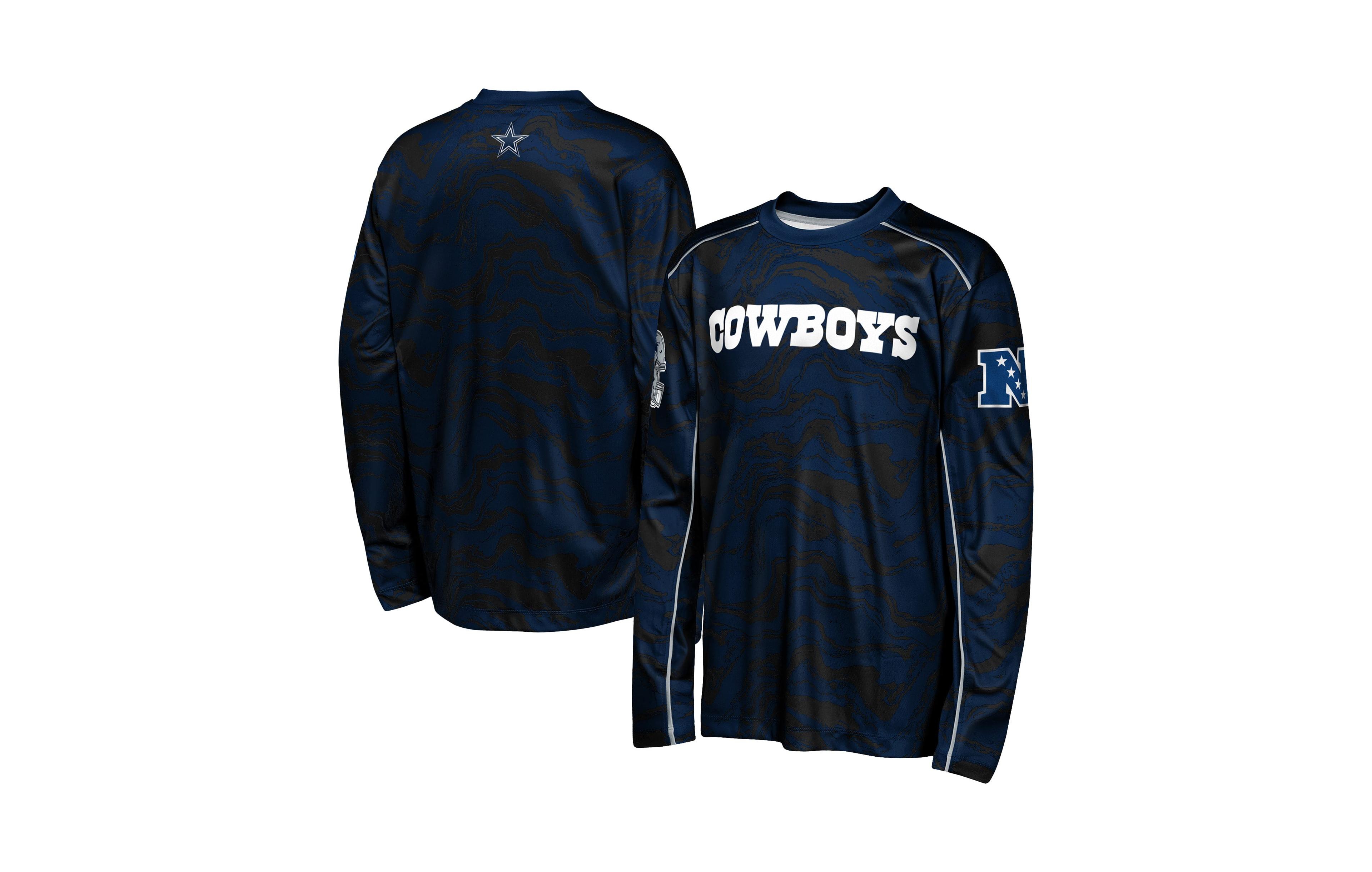 Outerstuff Big Boys' and Girls' Navy Dallas Cowboys Tailgate Performance Long-Sleeves T-Shirt